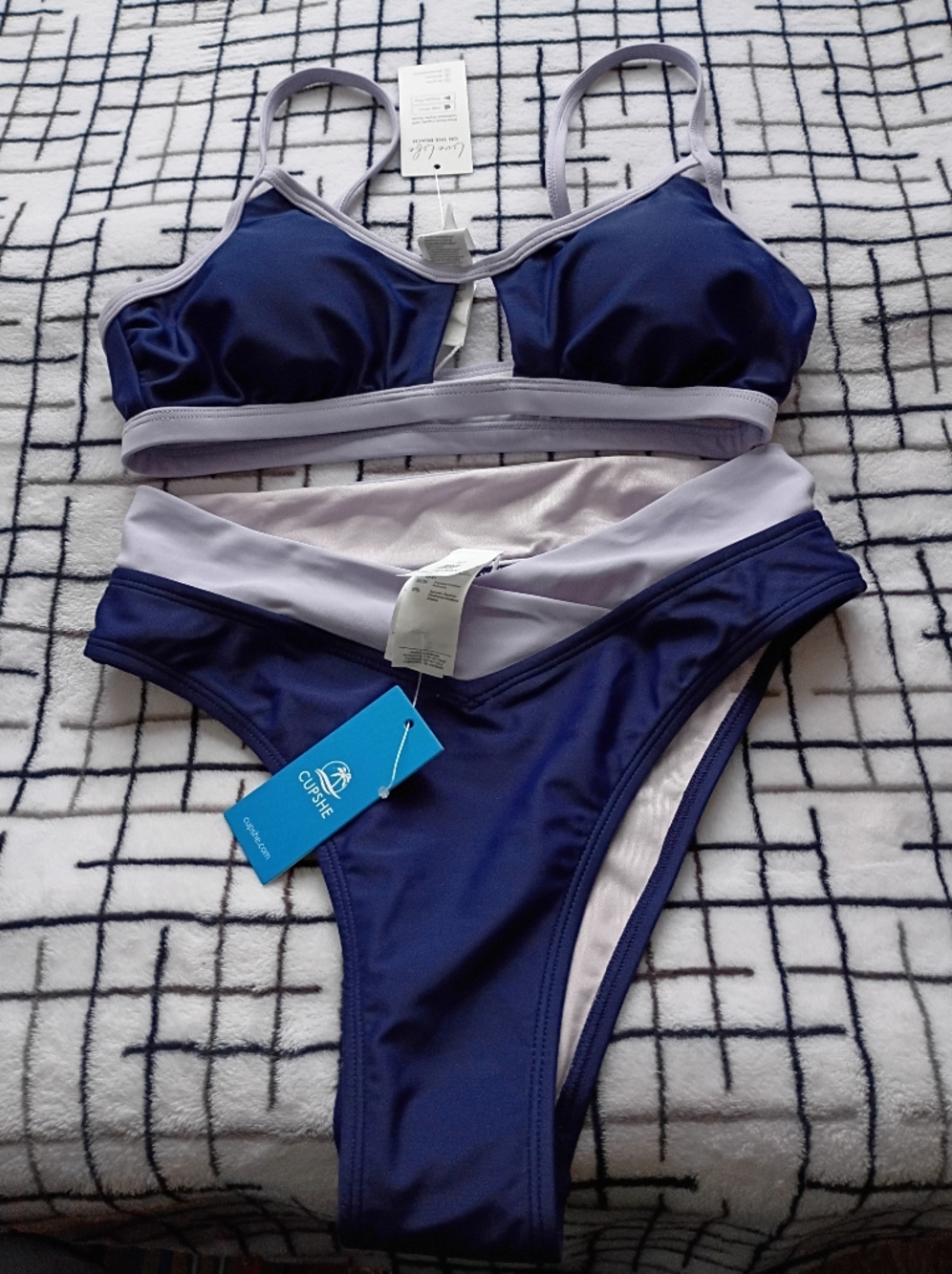 Size XS Cupshe Purple Colorblock Bikini Set NEW